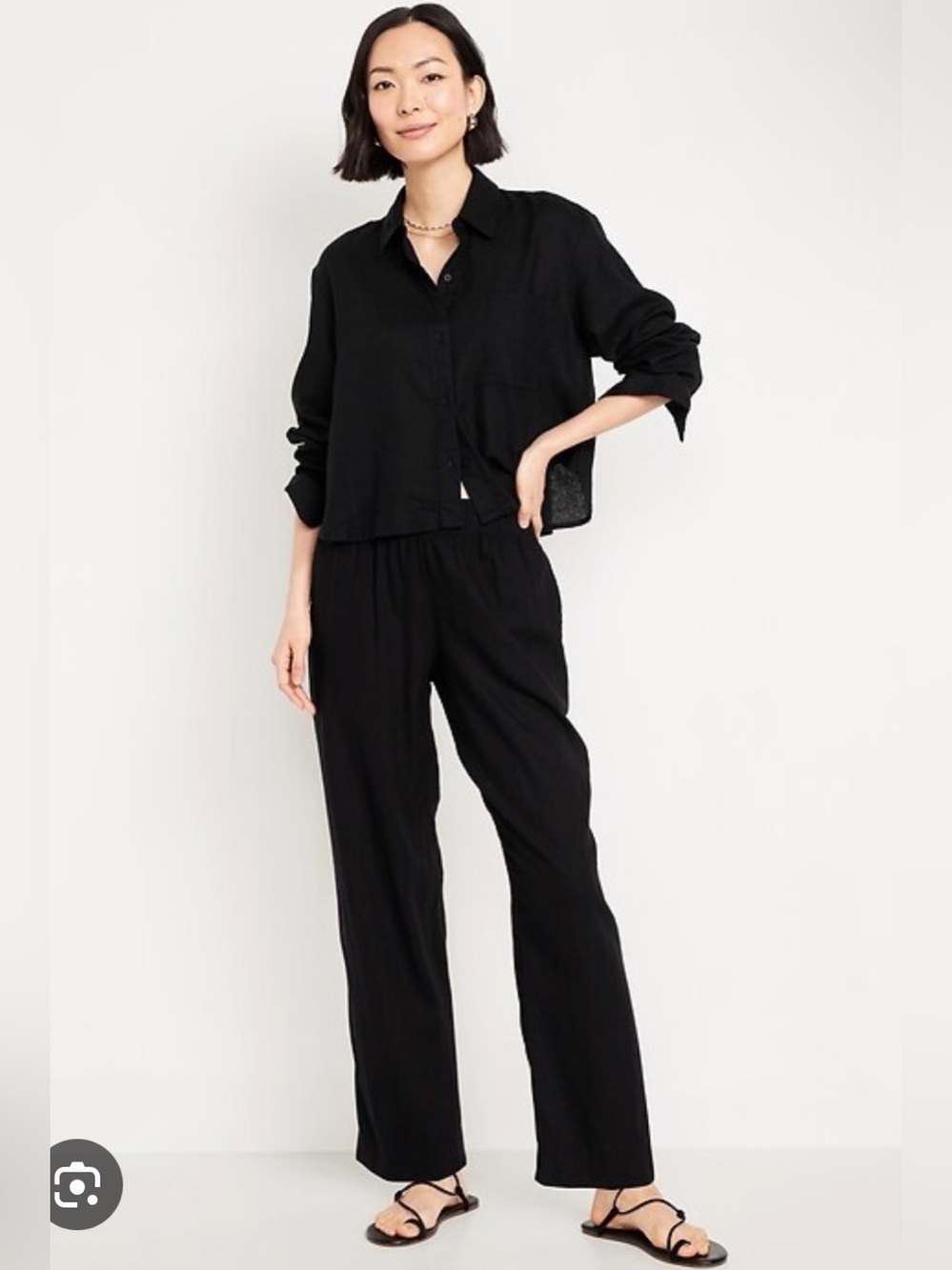 Old Navy Woman’s Black High Rise Straight Linen Pants Sz XXL Tall